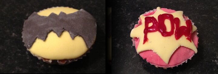 Retro Batman cupcakes