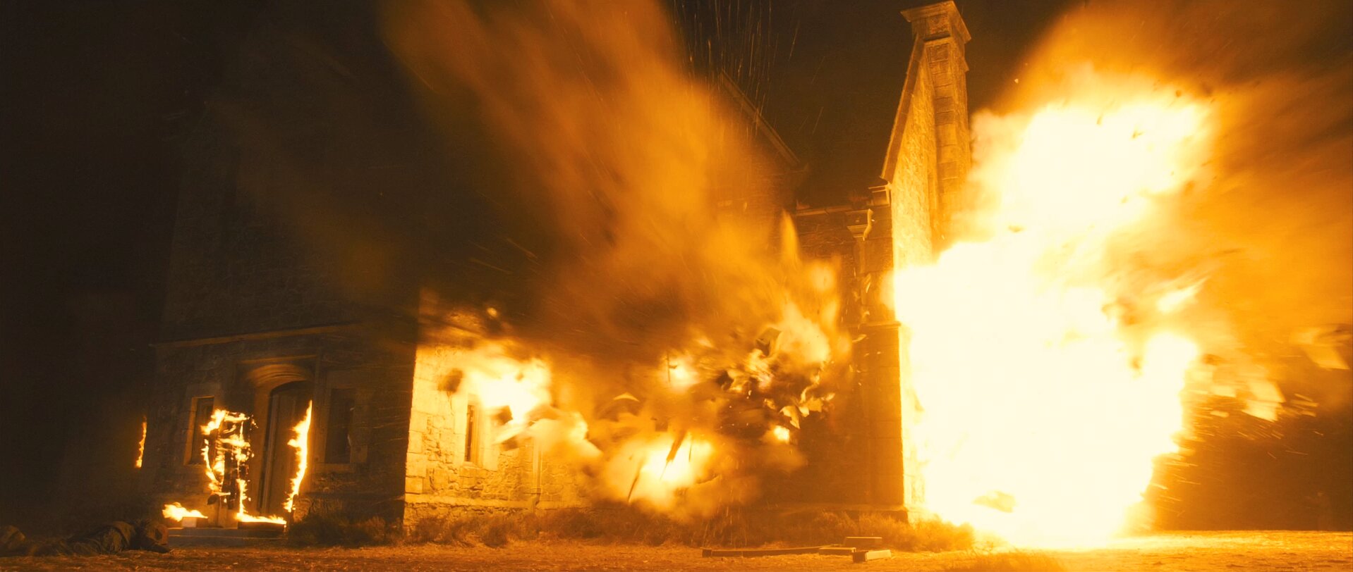 Skyfall exploding house