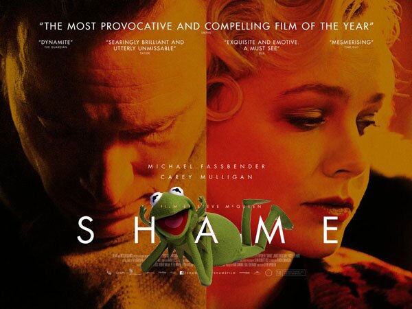 Shame, Muppets poster parody - Michael Fassbender, Carey Mulligan, Kermit